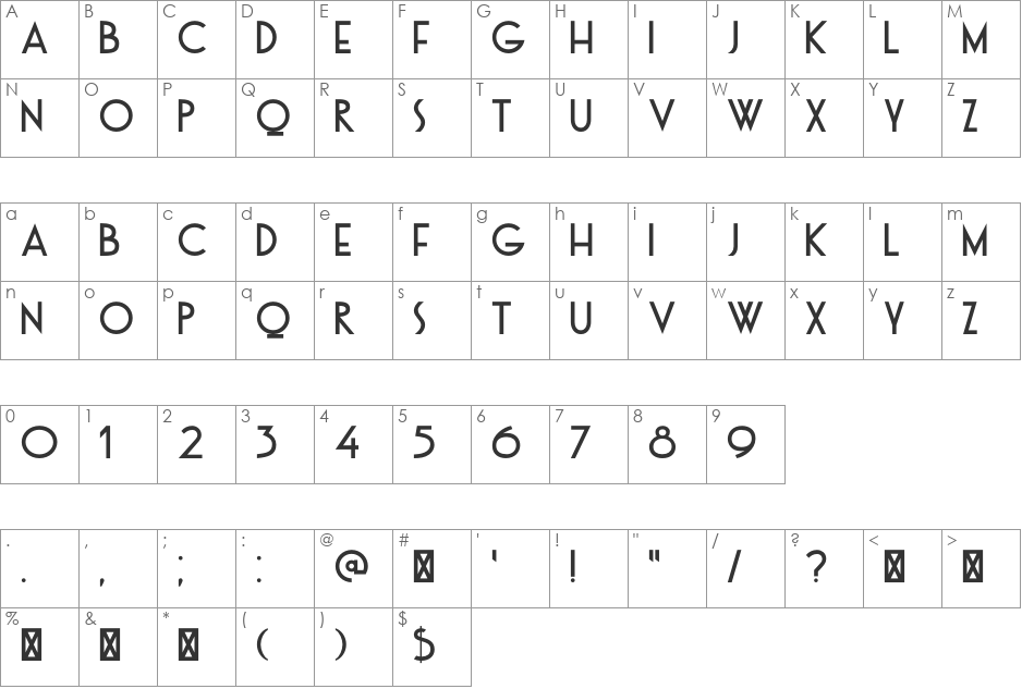 DK Otago font character map preview