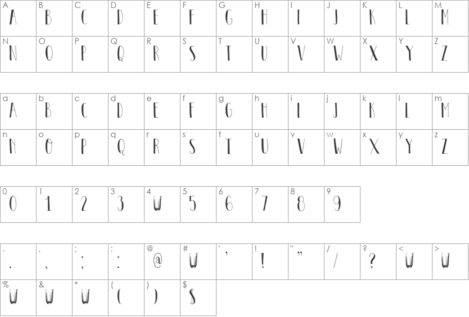 DK Pastis font character map preview