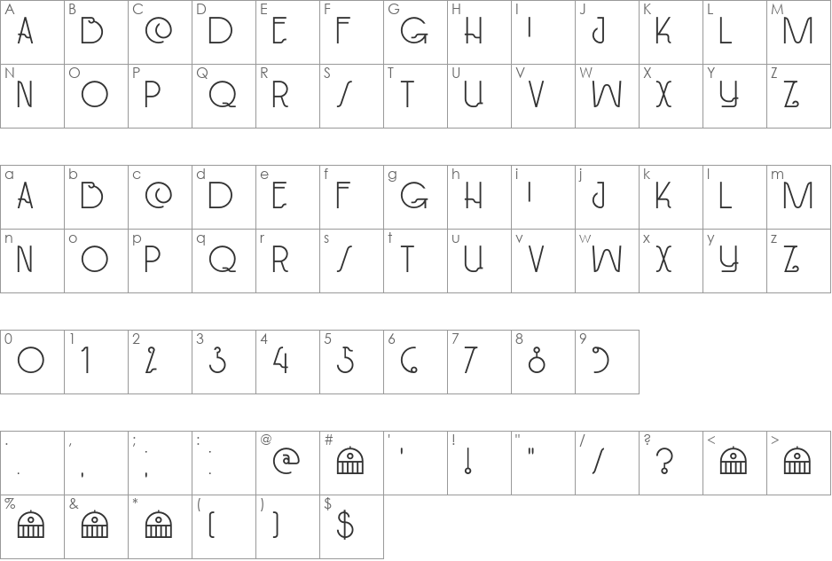 DK Paviljoen font character map preview