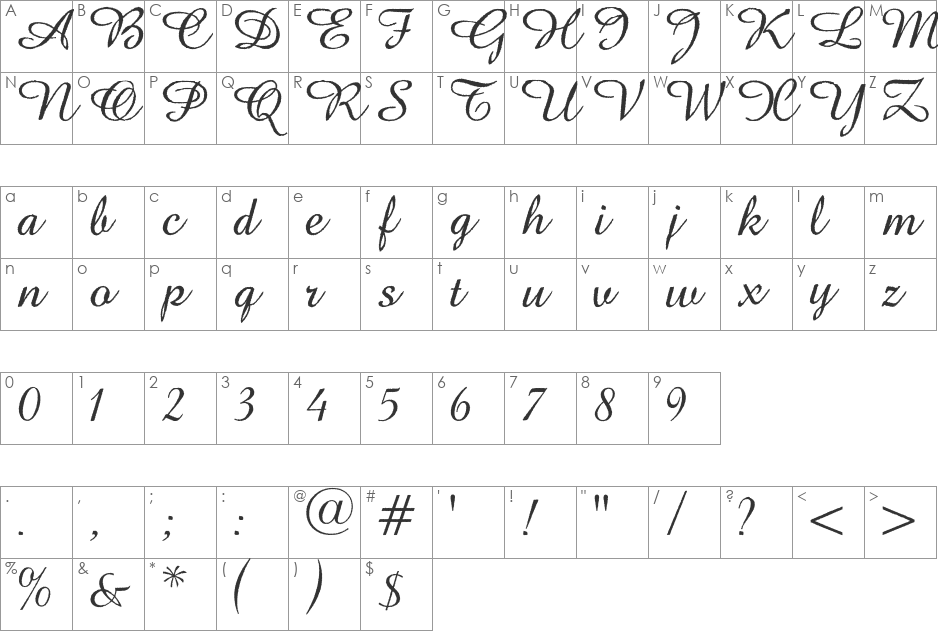 Abbeyline font character map preview