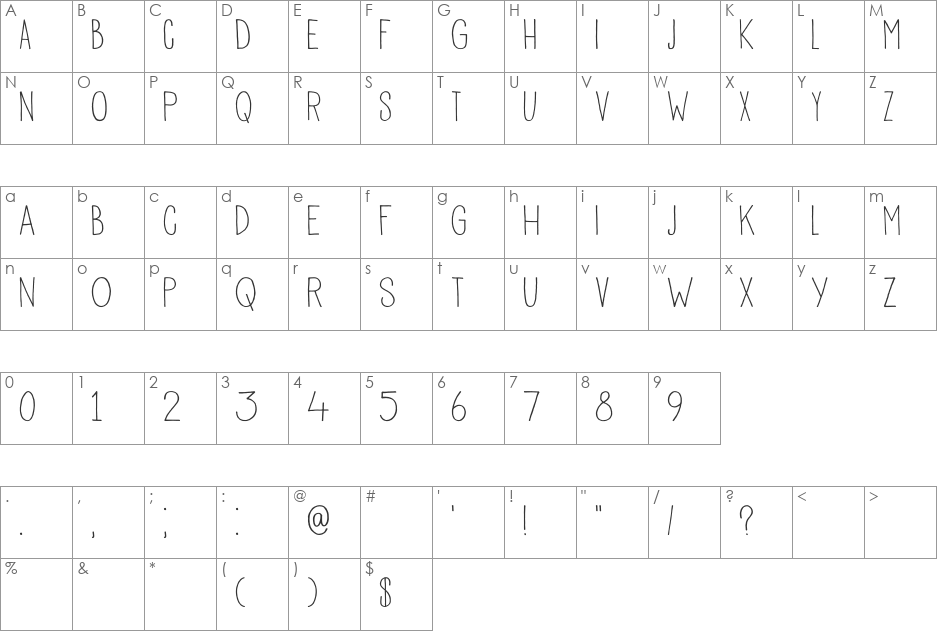 DK Pisang font character map preview