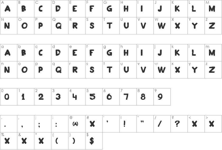 DK Plakkaat font character map preview
