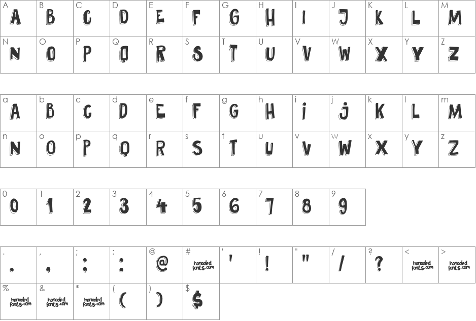 DK Pundak font character map preview