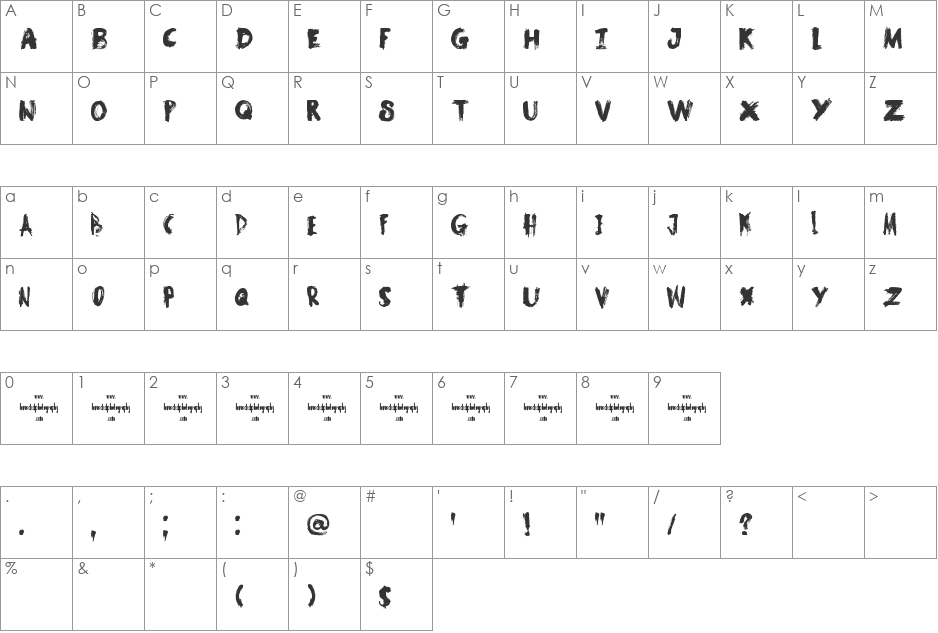 DK Samhain font character map preview