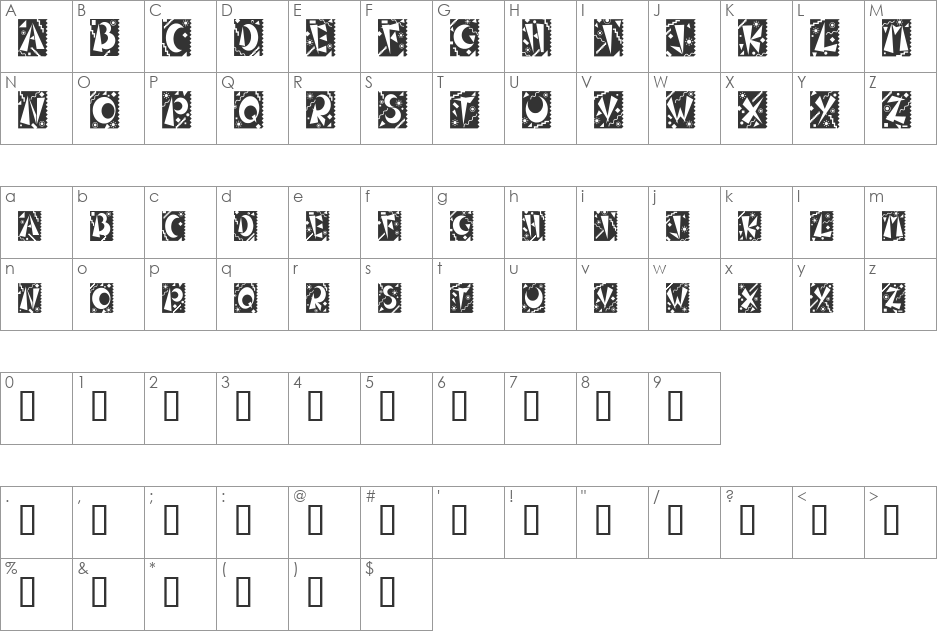 AlphaSkyParty font character map preview