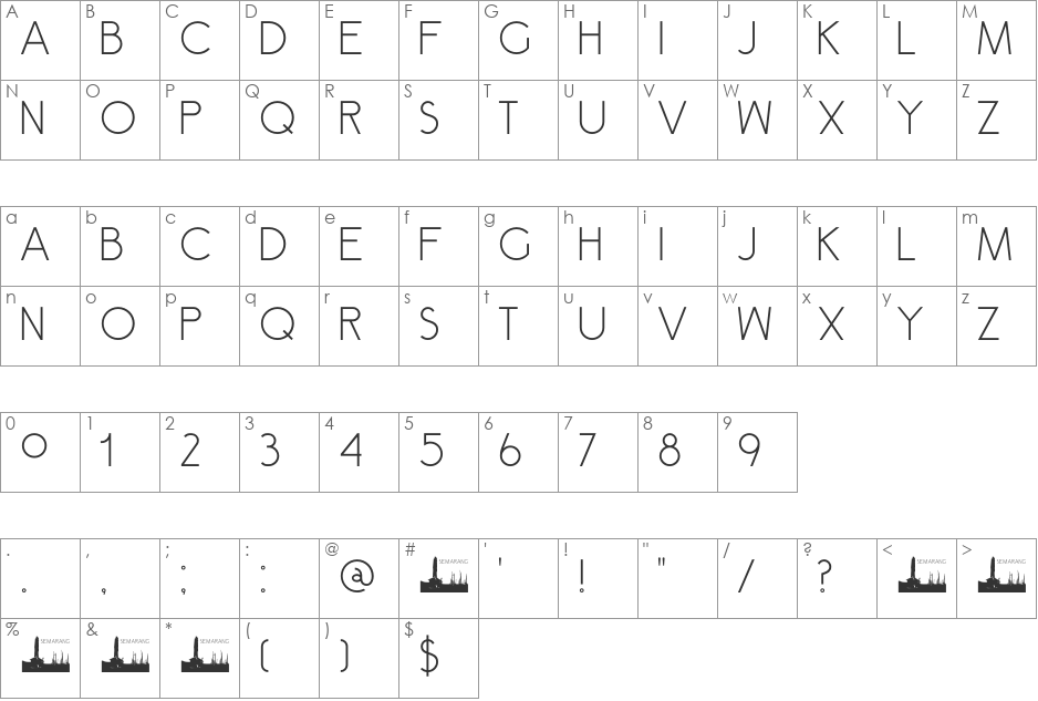 DK Semarang font character map preview