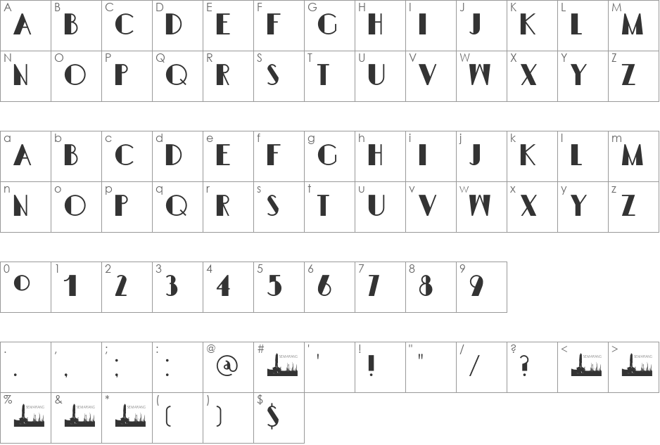 DK Semarang Kolonial font character map preview