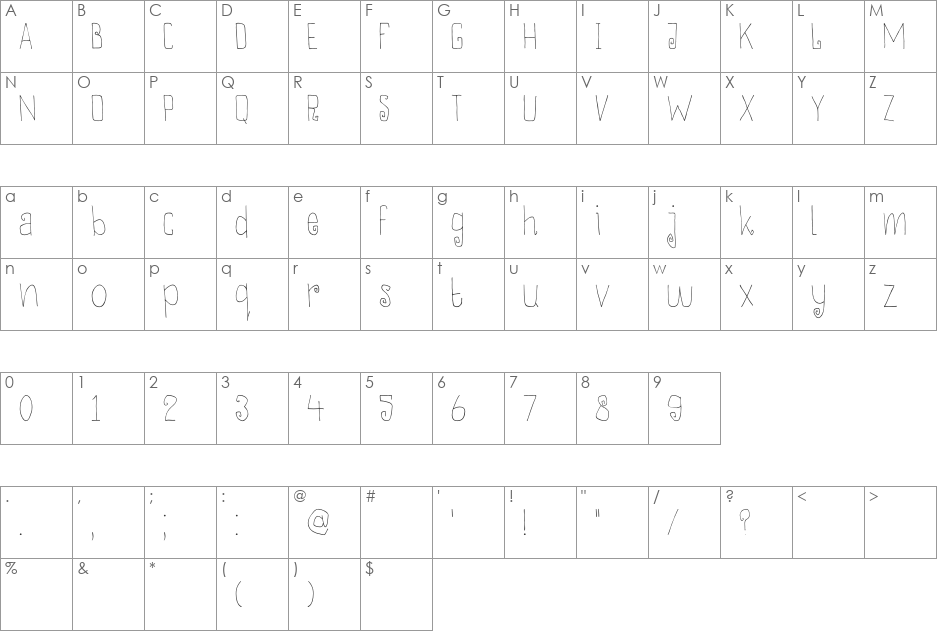 DK Thievery font character map preview