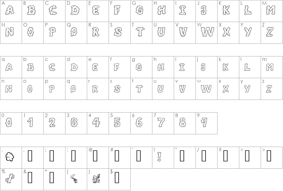 AlphaSmoke font character map preview
