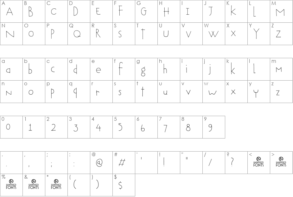 DK Tobu font character map preview