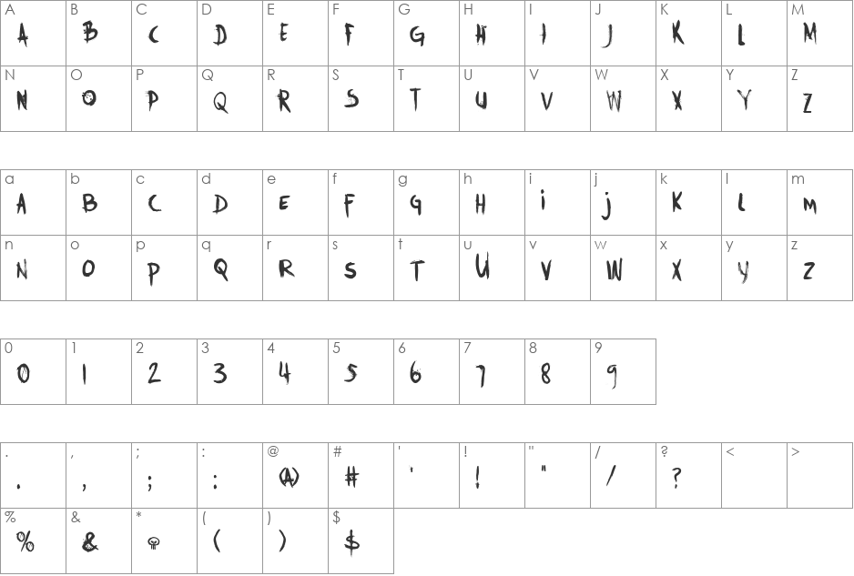 DK Trollslayer font character map preview