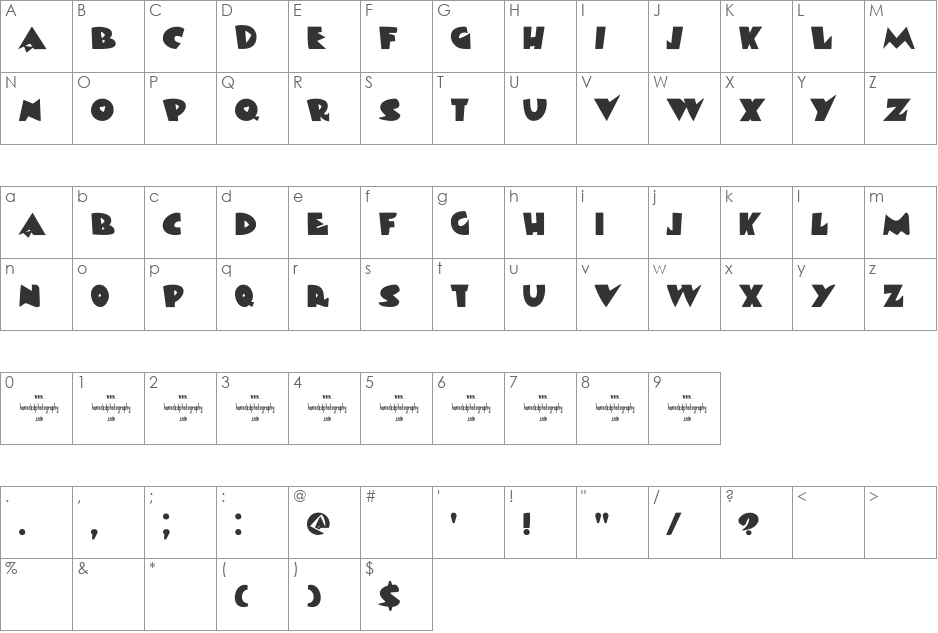 DK Viareggio font character map preview