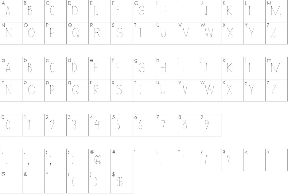 DK Wayang font character map preview