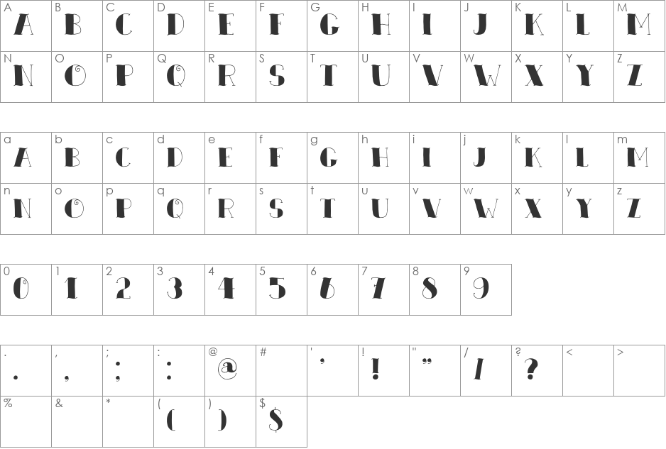 DK Zeebonk font character map preview