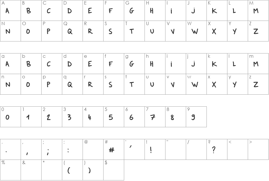 Dker font character map preview