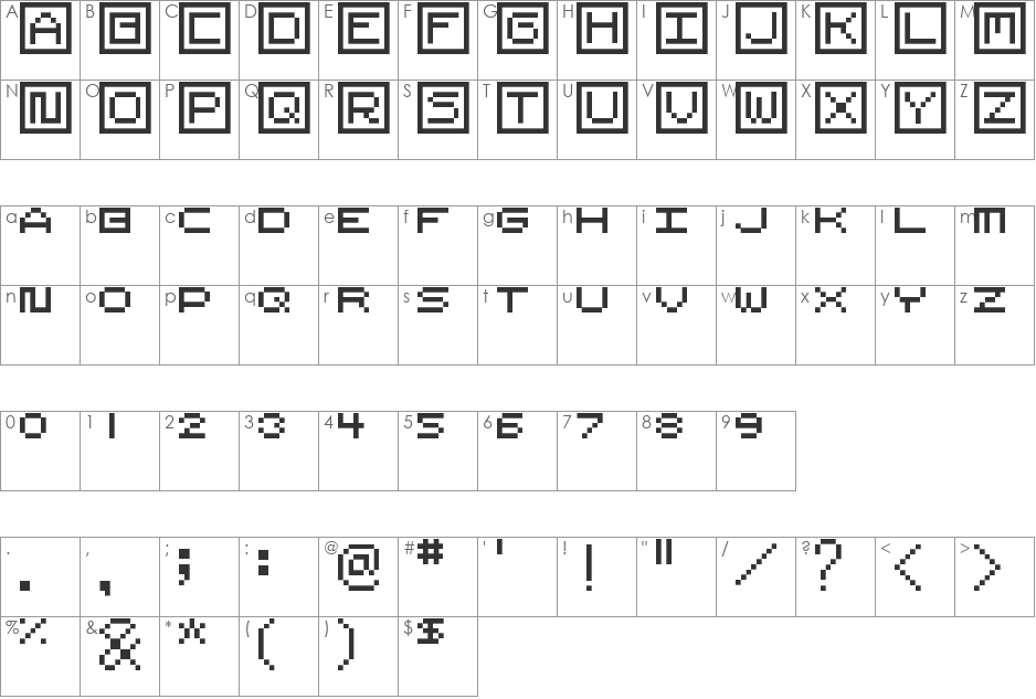 Dnaing font character map preview