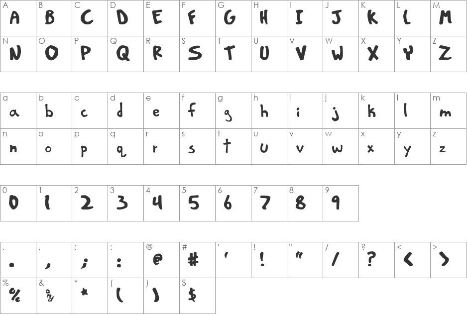 Dobbscomic font character map preview