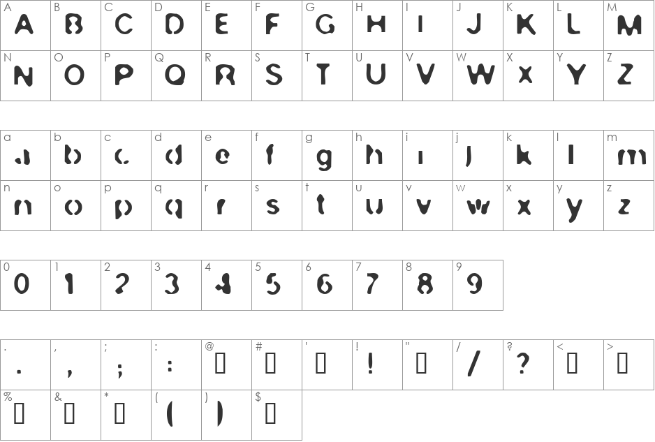 Alphawave font character map preview