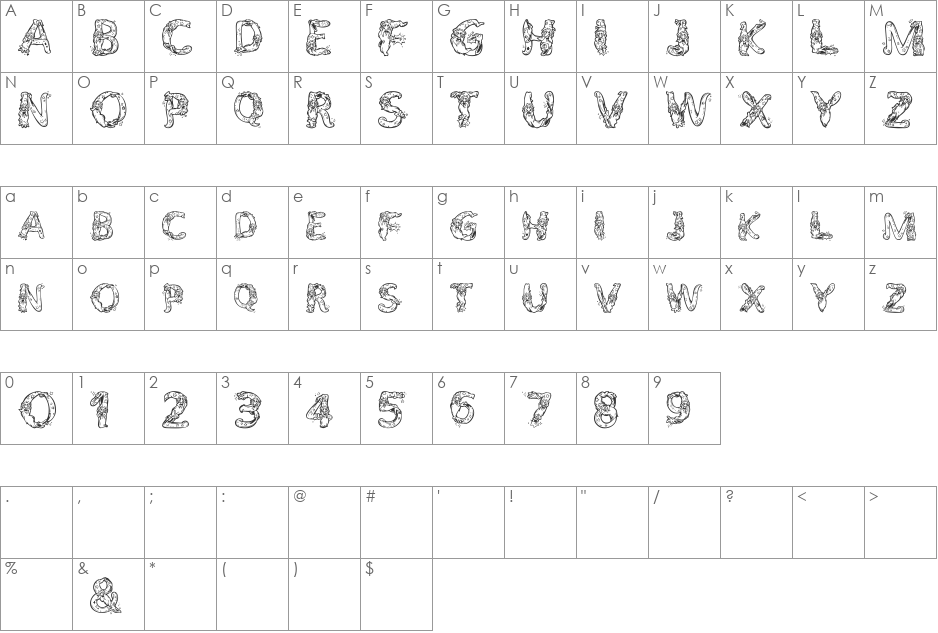 AlphaWizard font character map preview