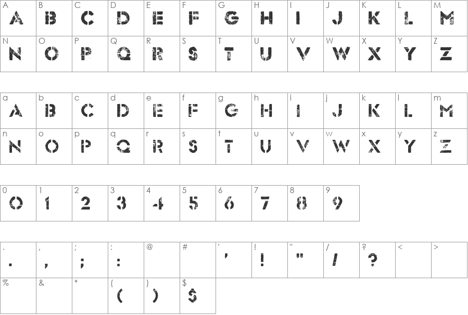Dock 51 font character map preview