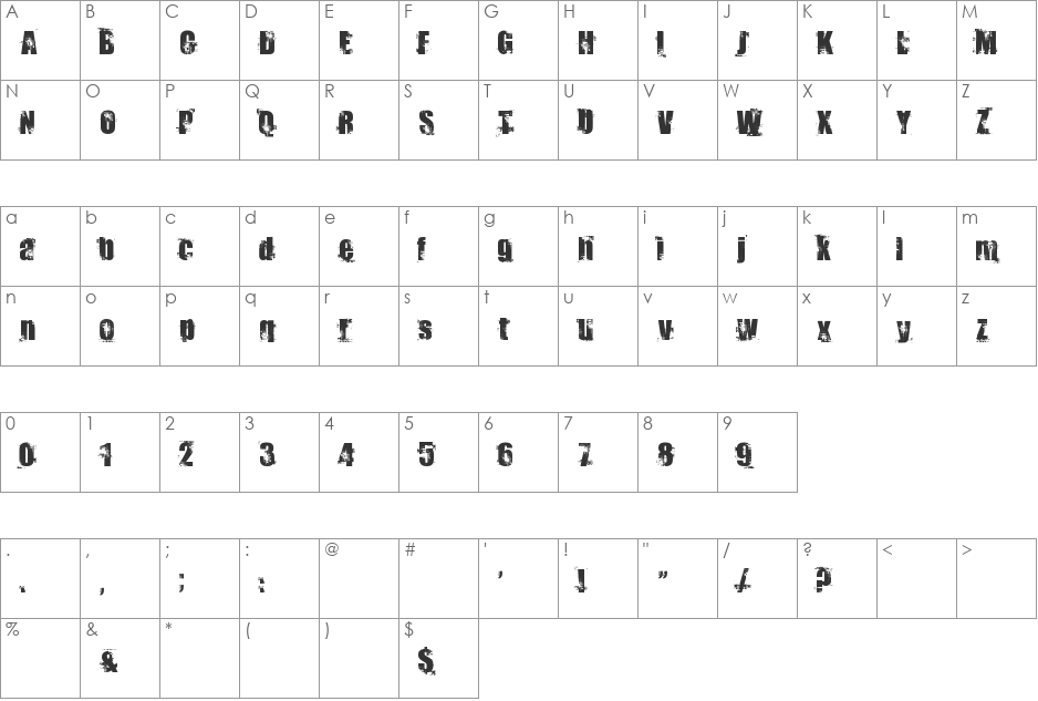 Docteur Atomic font character map preview