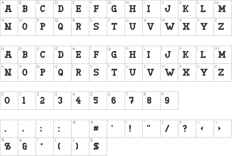 Doergon font character map preview