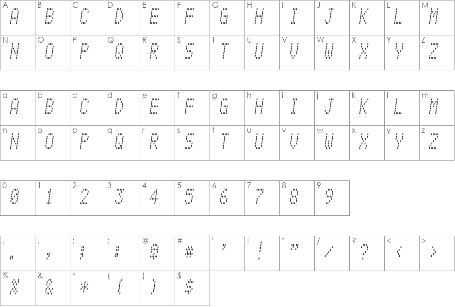 Alpine 7558M font character map preview