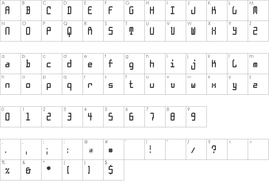 DoesburgCondFS font character map preview