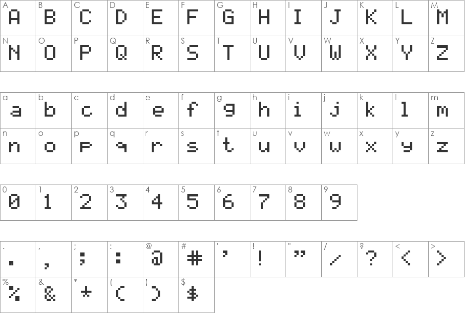 Dog Star font character map preview