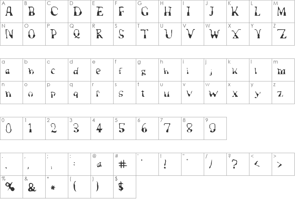 DogboySplitHome font character map preview