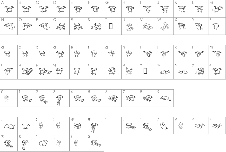 dogfon font character map preview