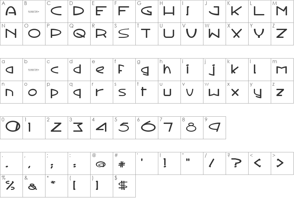 Doggstar Combo font character map preview