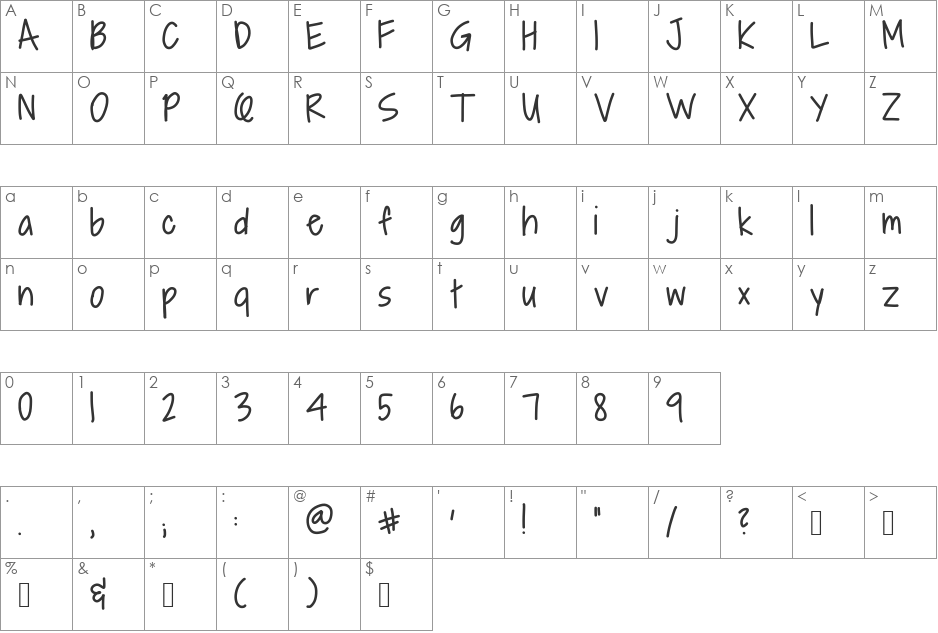 Alpine Script font character map preview