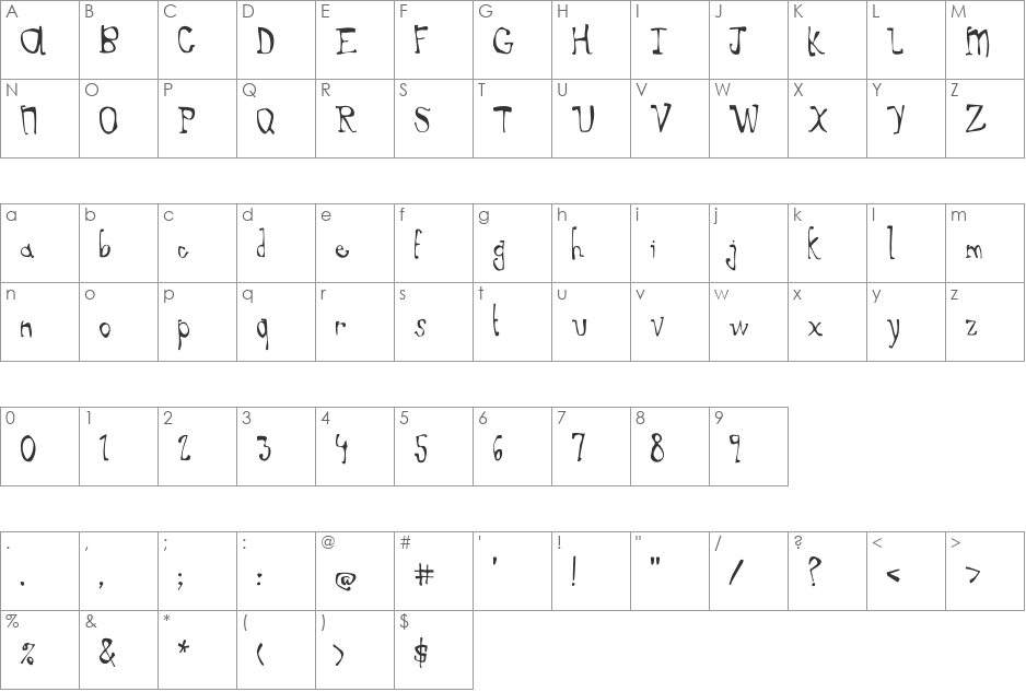 Doghouse font character map preview