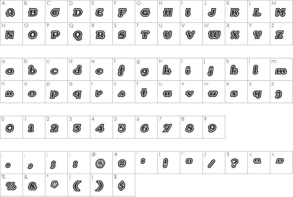 DogmaExtraOutline font character map preview