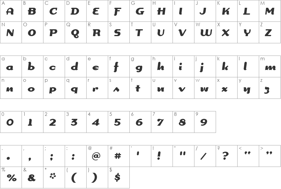 DogmomScriptBold font character map preview