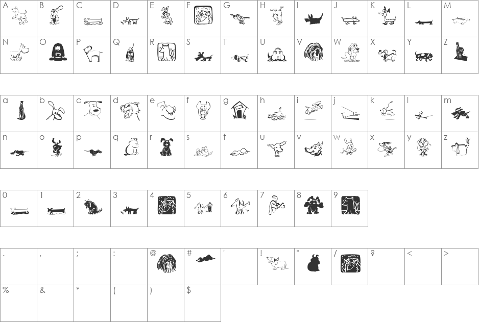 DogsDogs font character map preview