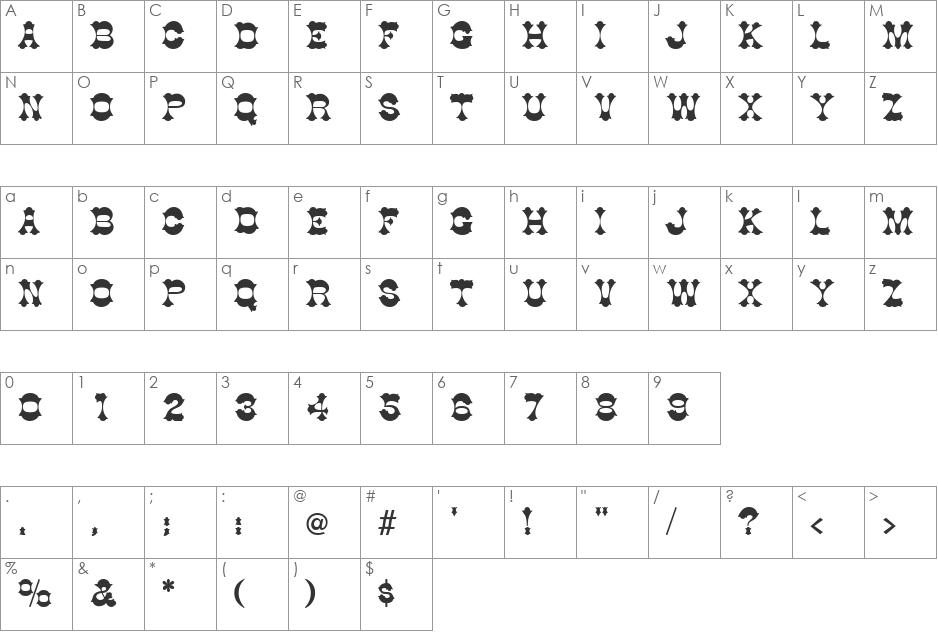 Dogwood font character map preview