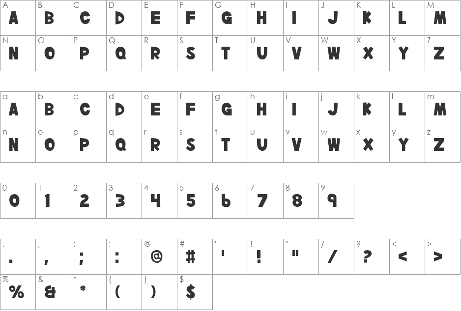 Doki font character map preview