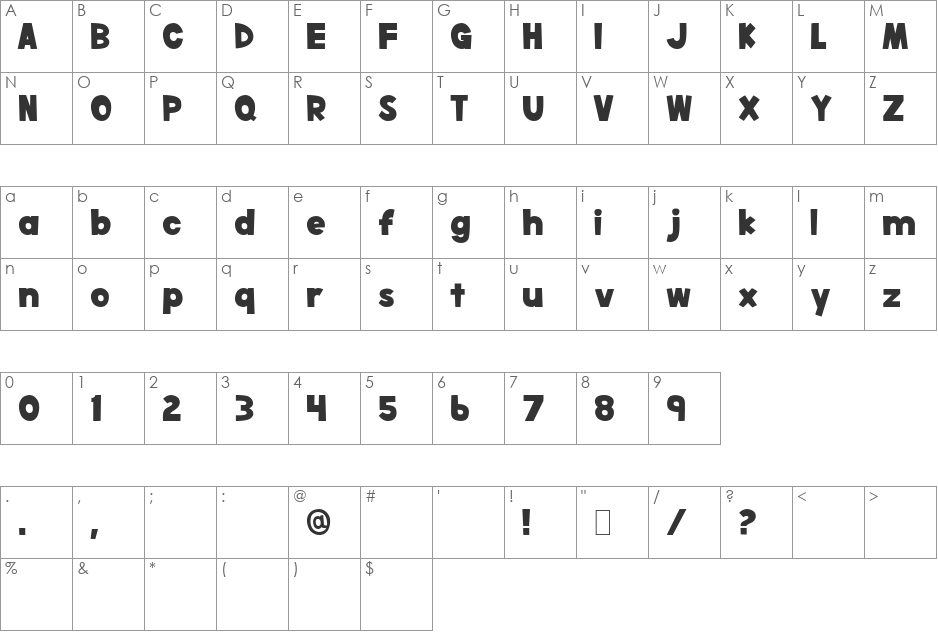 Doki Lowercase font character map preview