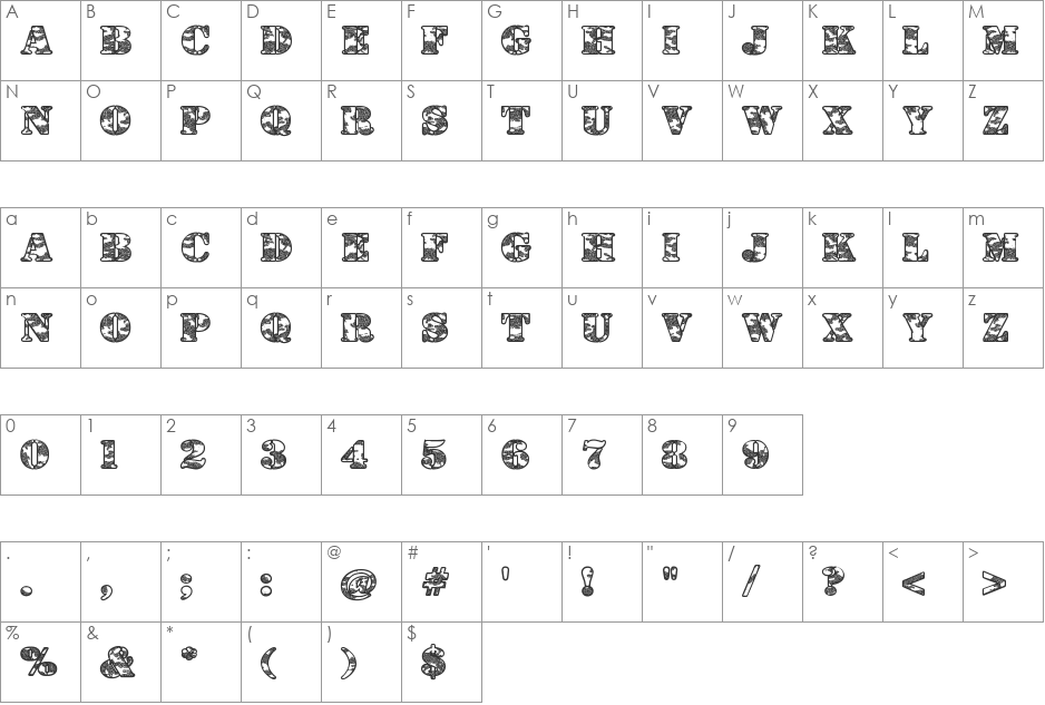 Dolen Taith font character map preview