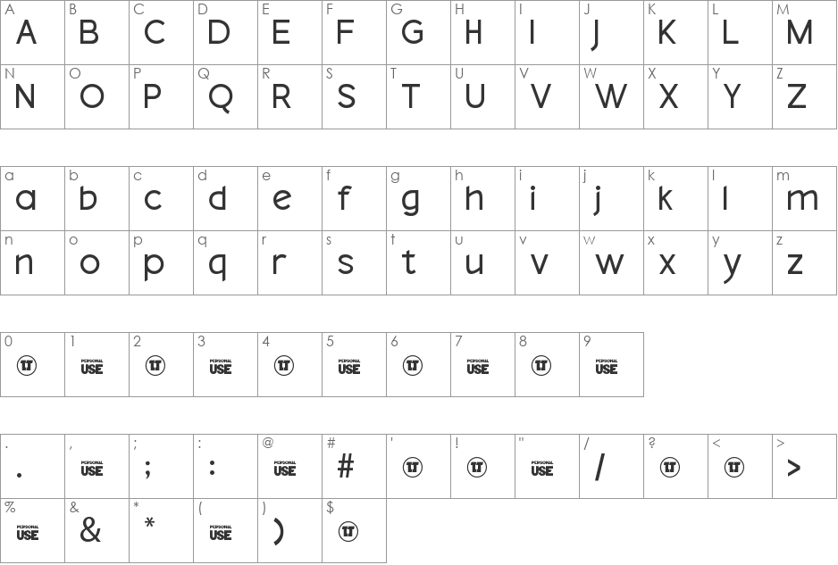 Dolgan font character map preview