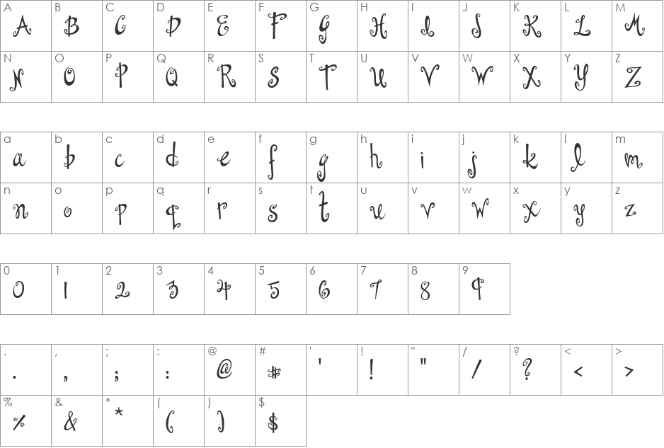 Dollhouse font character map preview