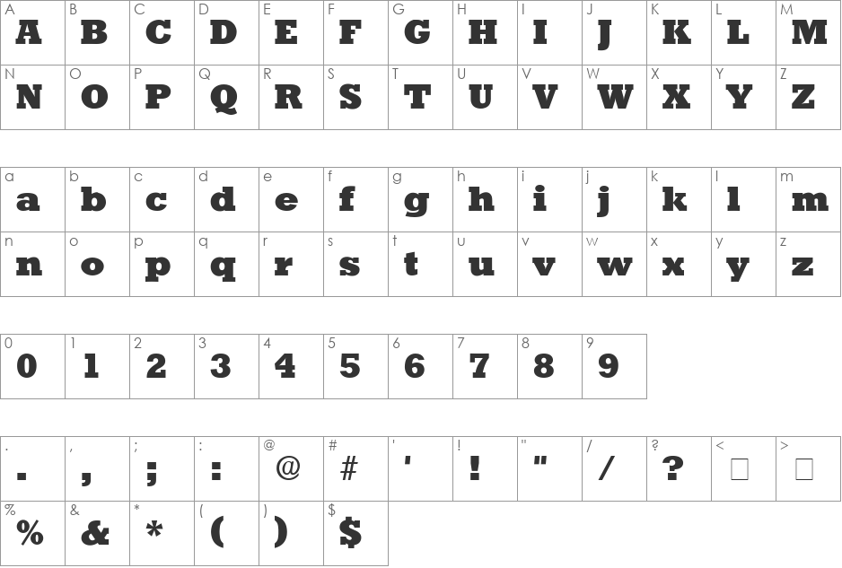 Dolmen Display SSi font character map preview