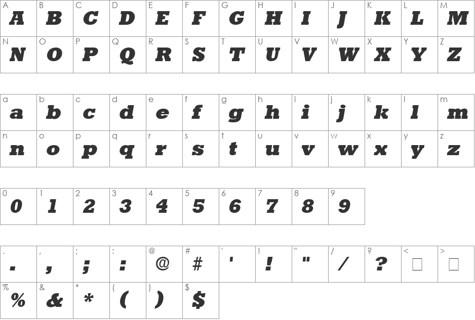Dolmen Display SSi font character map preview
