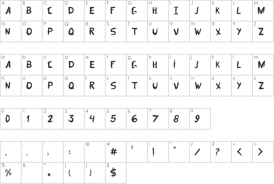 Dom Parquim font character map preview
