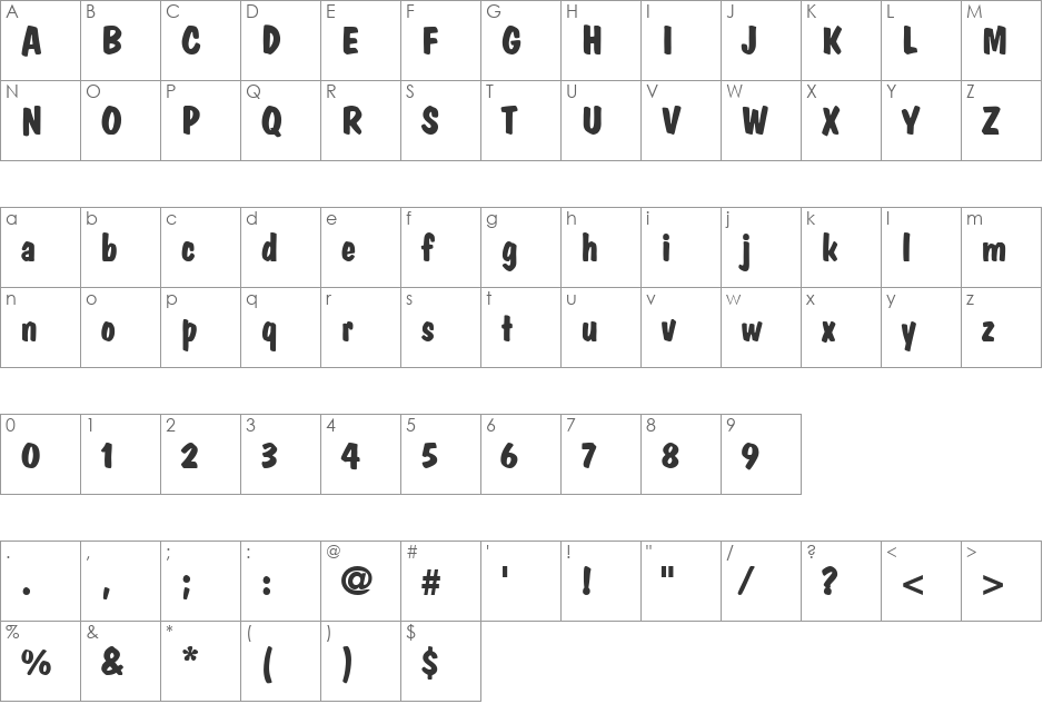 DomCasual LT font character map preview