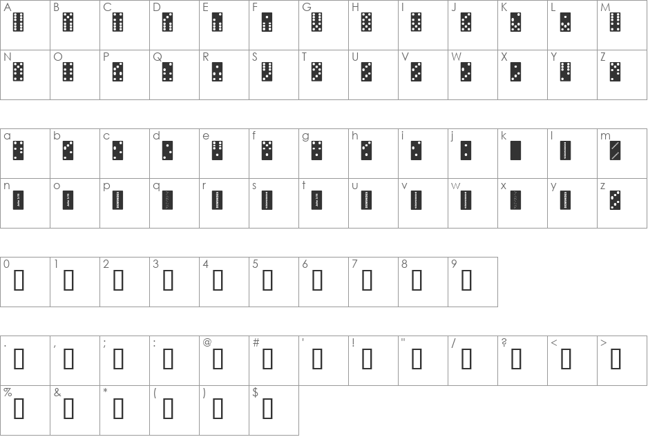 Dominoes font character map preview