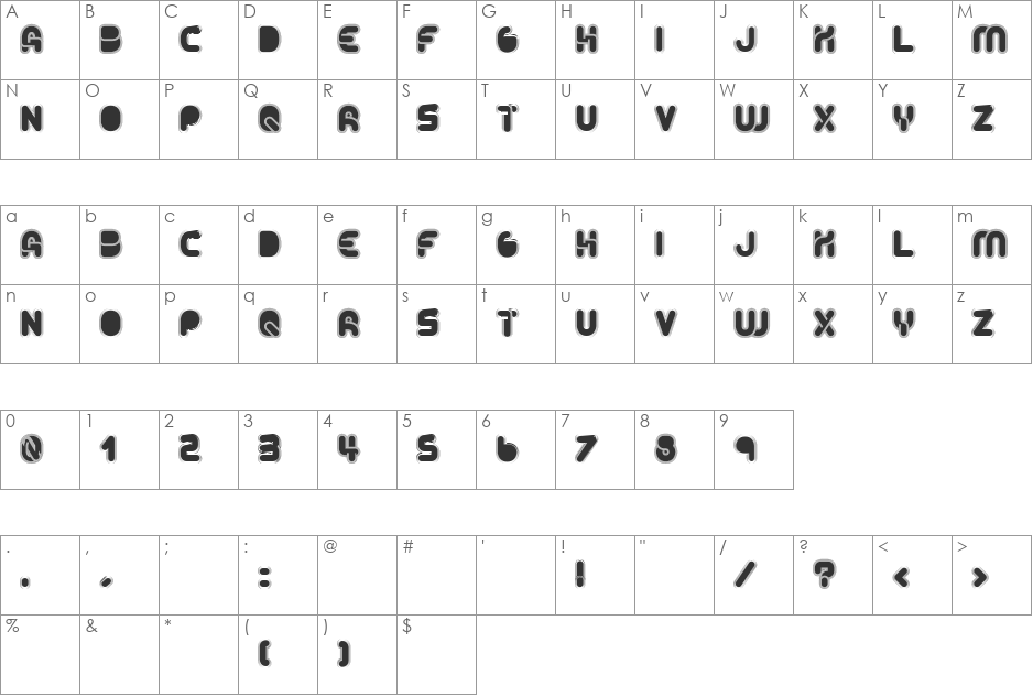 Alt Retro Bold font character map preview