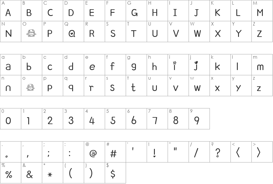 domo laughing font character map preview